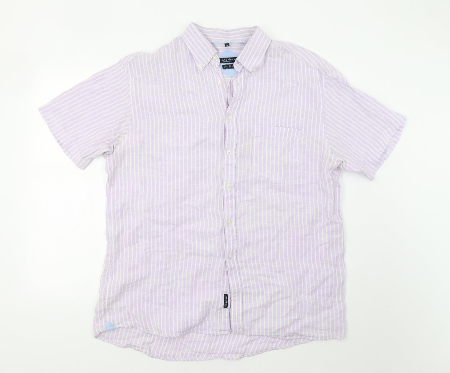 MCNEAL Mens Purple Striped   Button-Up Size XL
