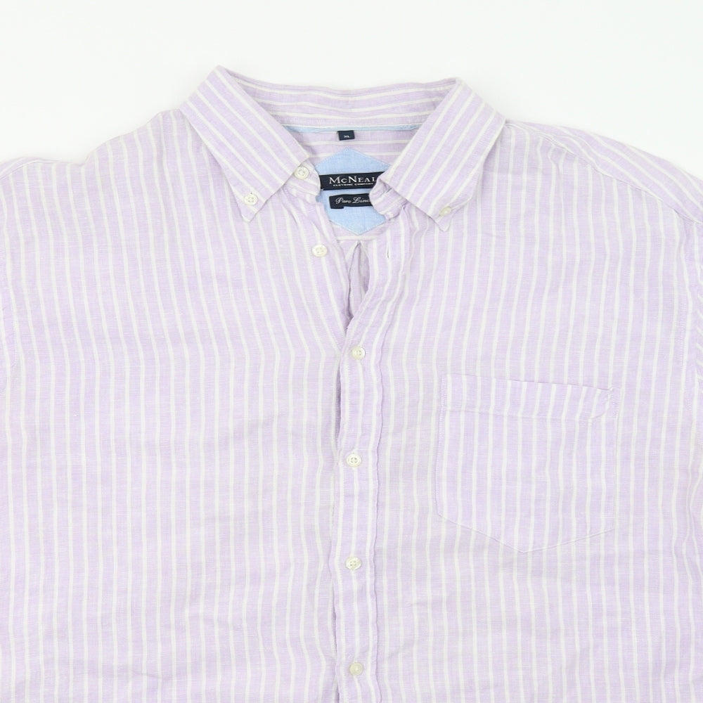 MCNEAL Mens Purple Striped   Button-Up Size XL