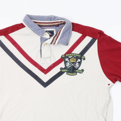 NEXT Mens White Striped   Polo Size XL  - Lacrosse