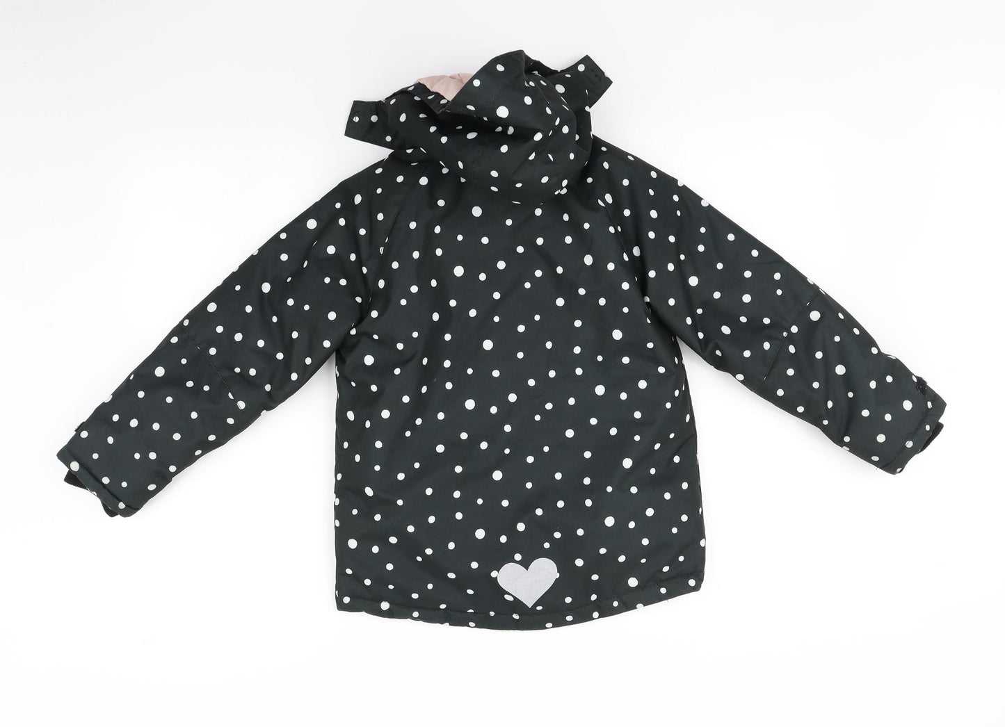 H&M Girls Black Polka Dot  Basic Coat Coat Size 7 Years