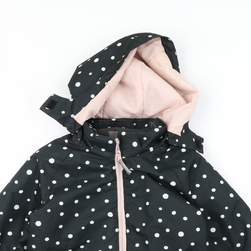H&M Girls Black Polka Dot  Basic Coat Coat Size 7 Years