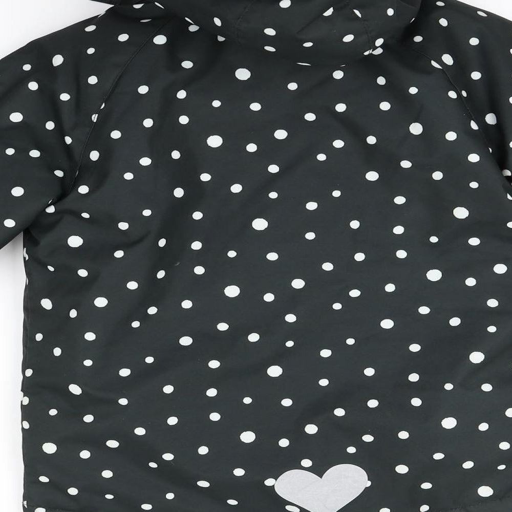 H&M Girls Black Polka Dot  Basic Coat Coat Size 7 Years