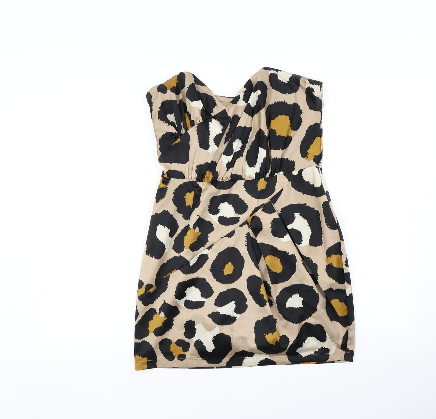 Lipsy Womens Brown Animal Print  A-Line  Size 12  - Very short