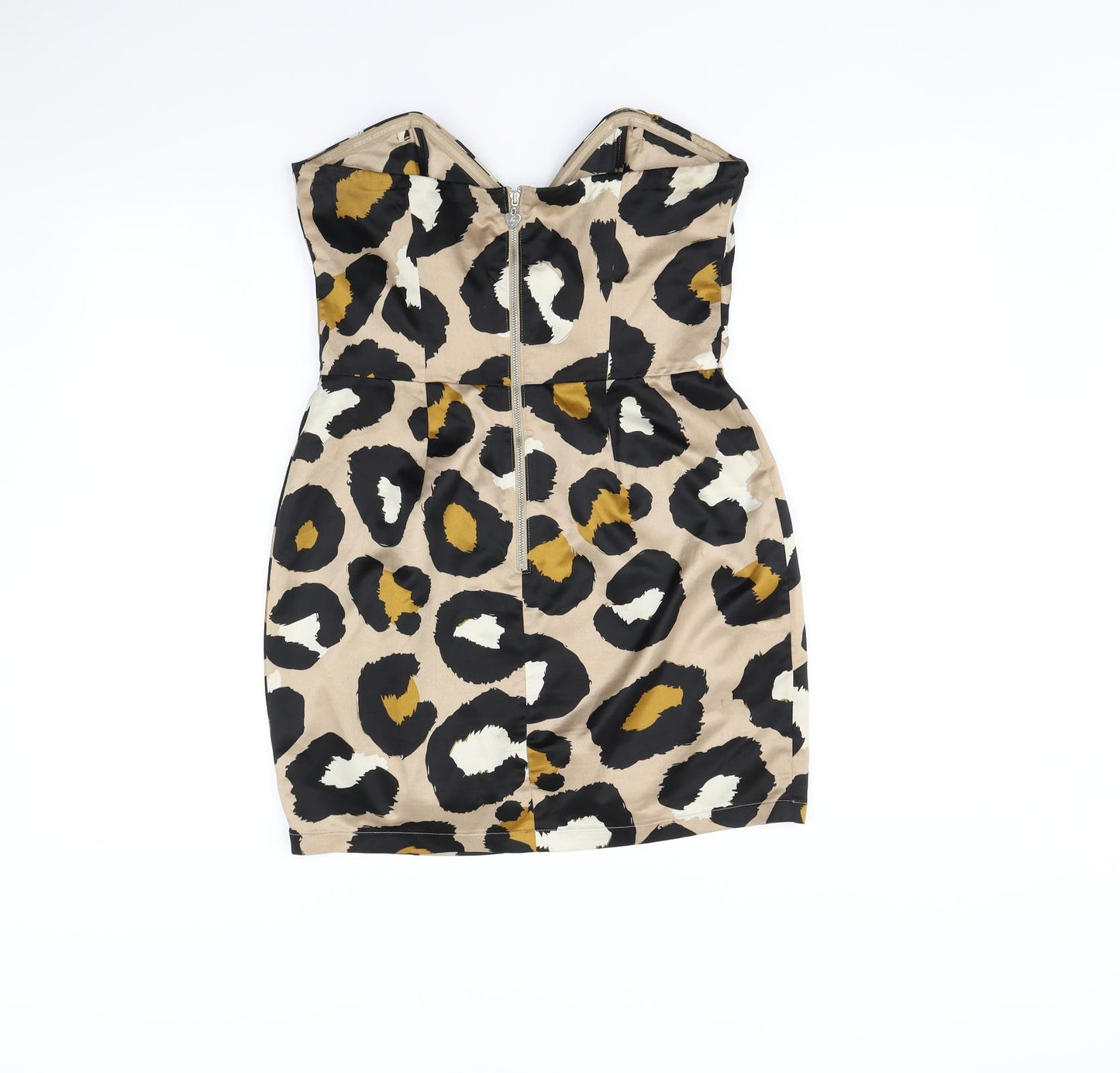 Lipsy Womens Brown Animal Print  A-Line  Size 12  - Very short