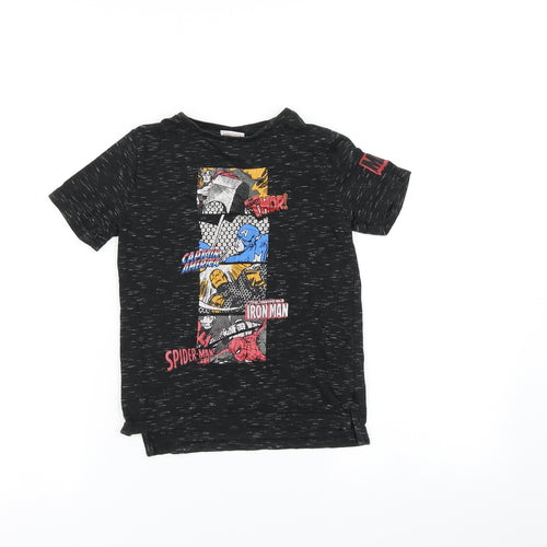 TU Boys Black   Basic T-Shirt Size 4 Years  - Marvel