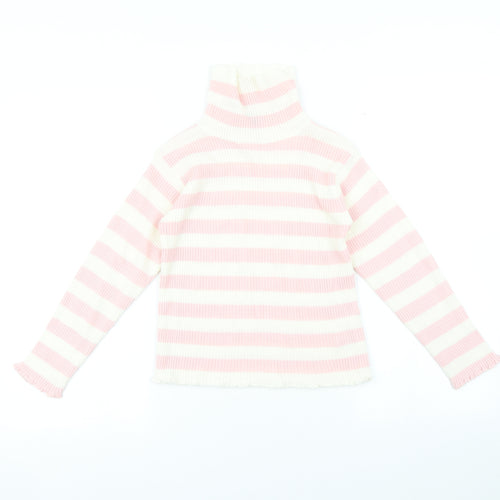 TU Girls Pink Striped  Basic T-Shirt Size 7 Years