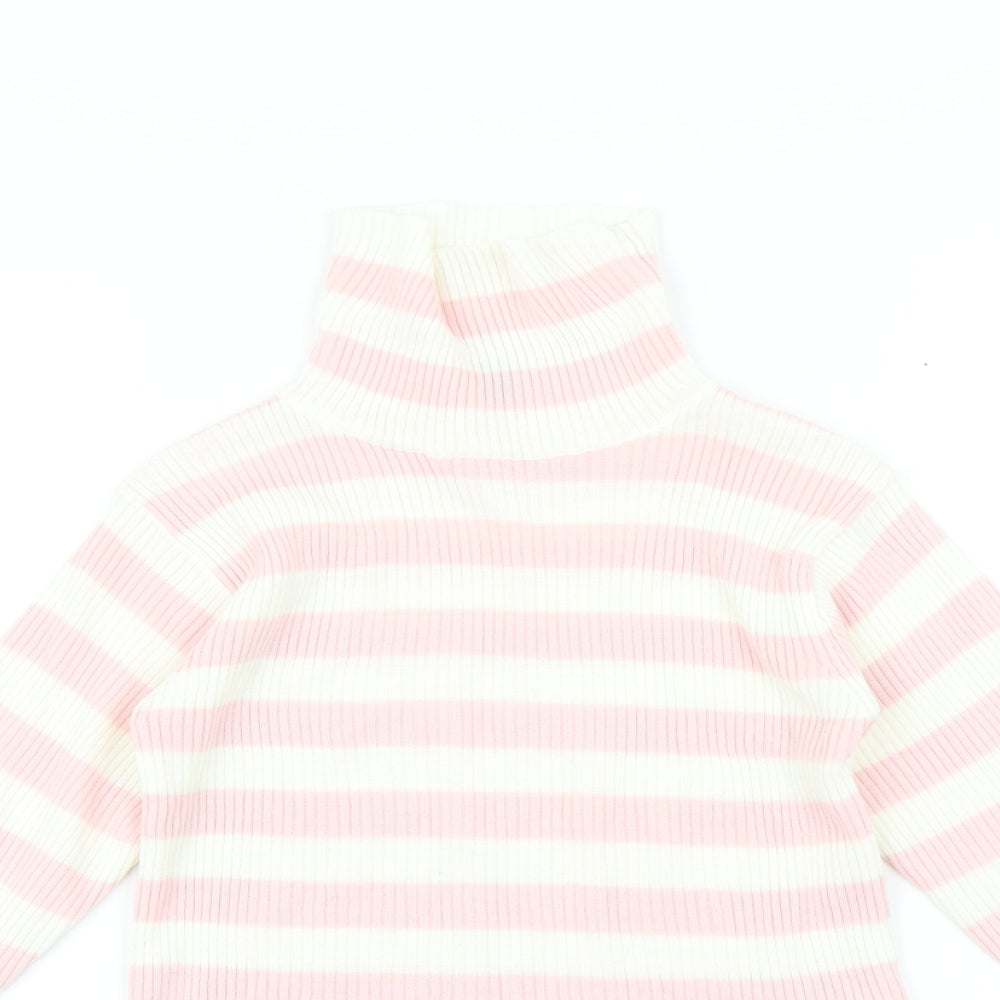 TU Girls Pink Striped  Basic T-Shirt Size 7 Years
