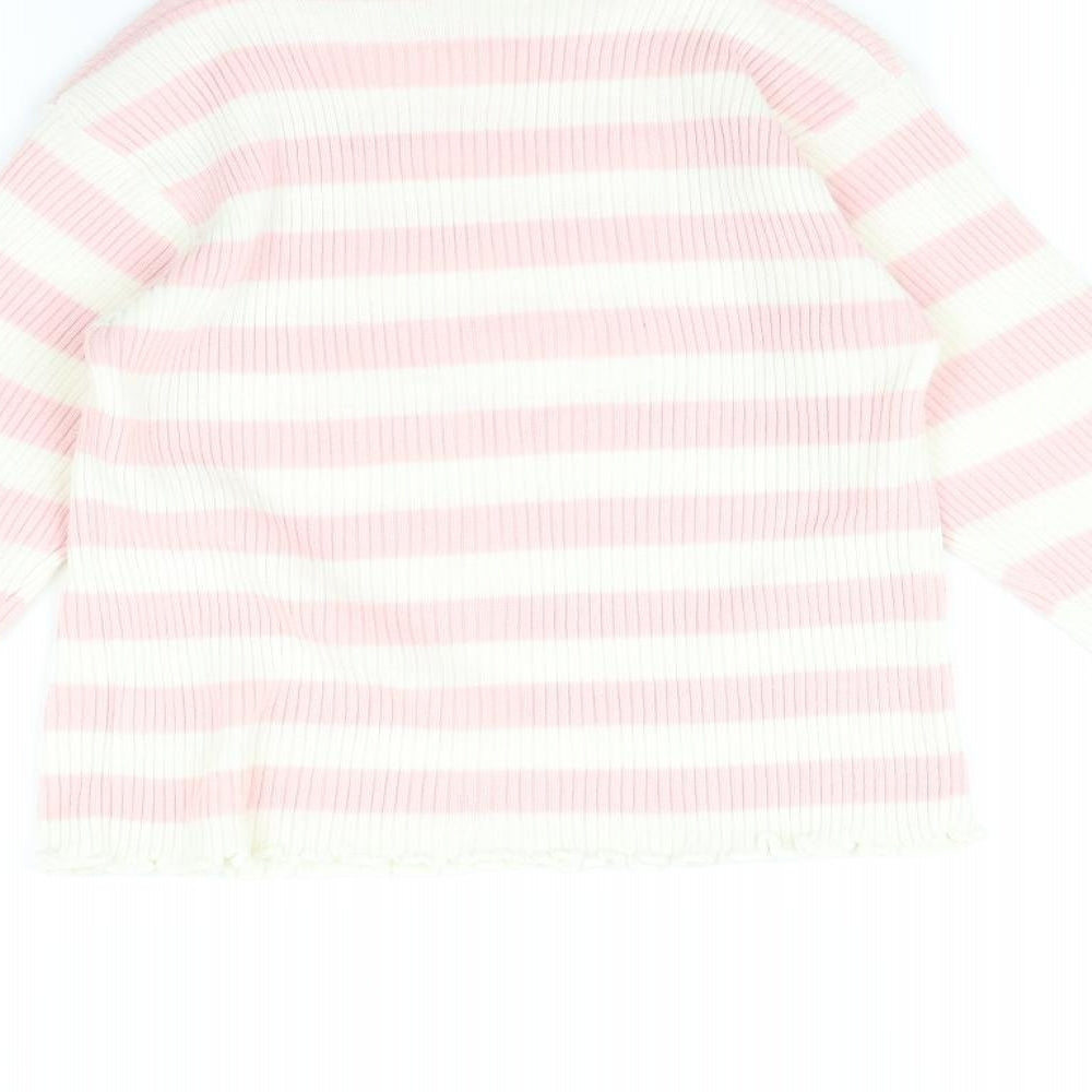 TU Girls Pink Striped  Basic T-Shirt Size 7 Years