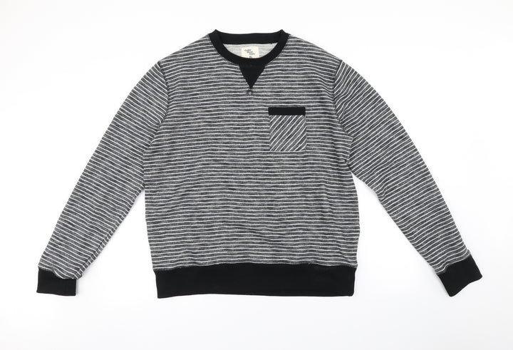 Cedr wood state Mens Grey Striped Pullover Jumper Size XL