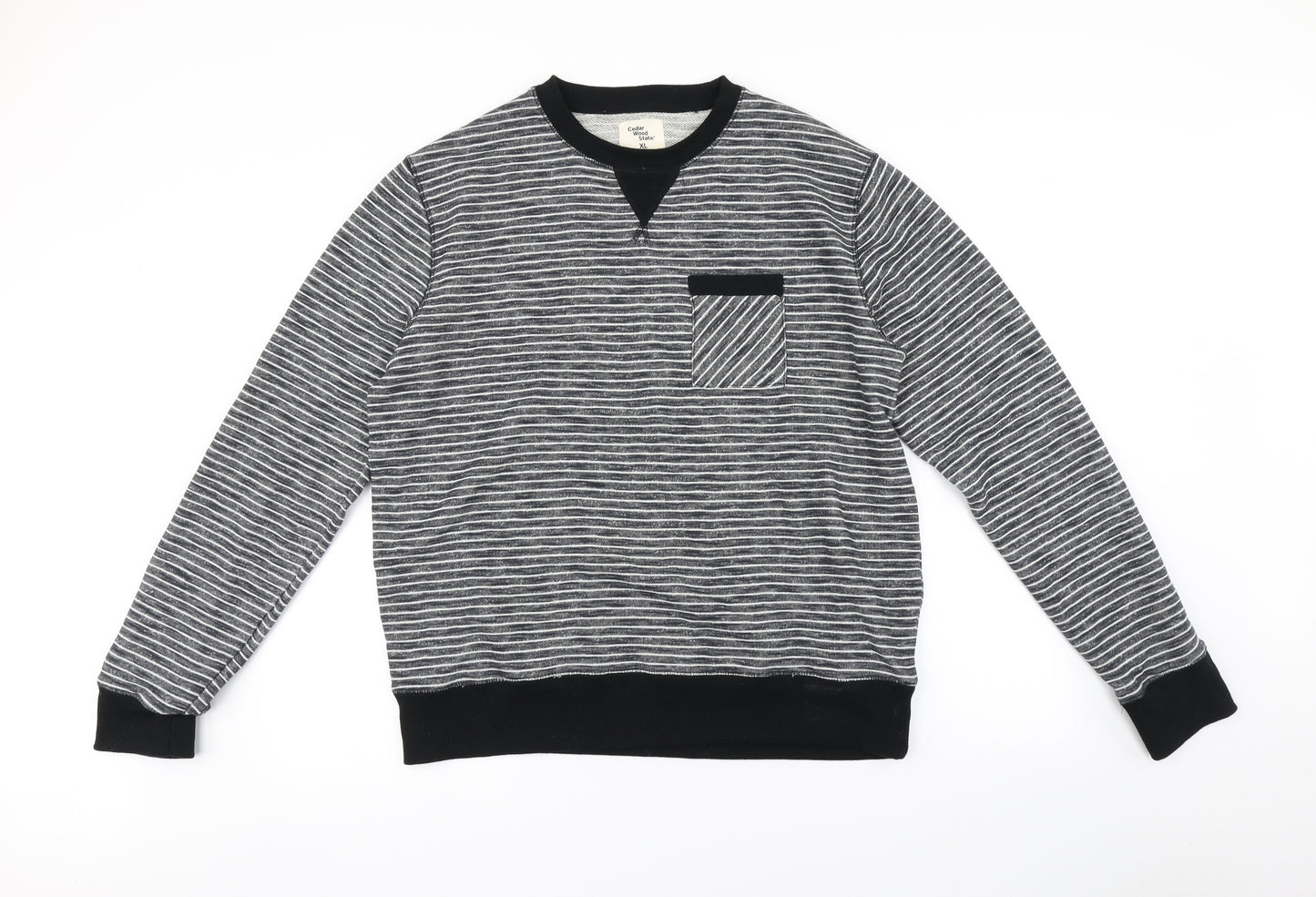 Cedr wood state Mens Grey Striped  Pullover Jumper Size XL