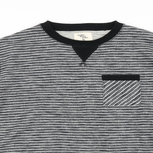 Cedr wood state Mens Grey Striped  Pullover Jumper Size XL