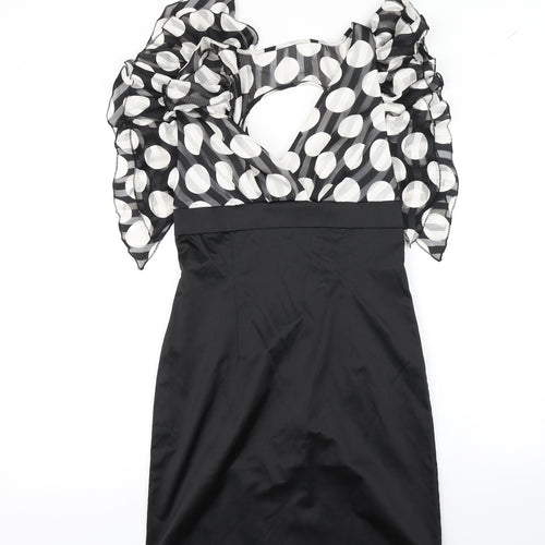 Explosion Womens Black Polka Dot  Bodycon  Size 10