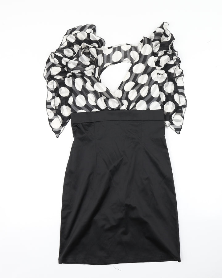 Explosion Womens Black Polka Dot  Bodycon  Size 10