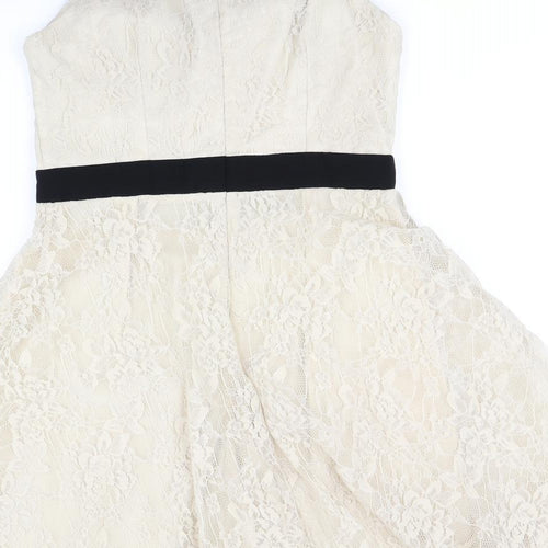 Little Mistress Womens Beige   Fit & Flare  Size 10