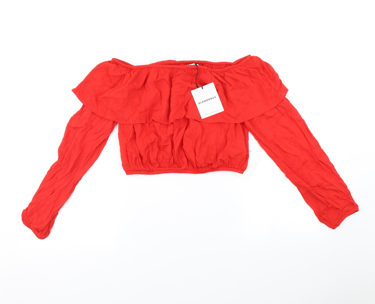 Glamourous Womens Red   Cropped T-Shirt Size XS