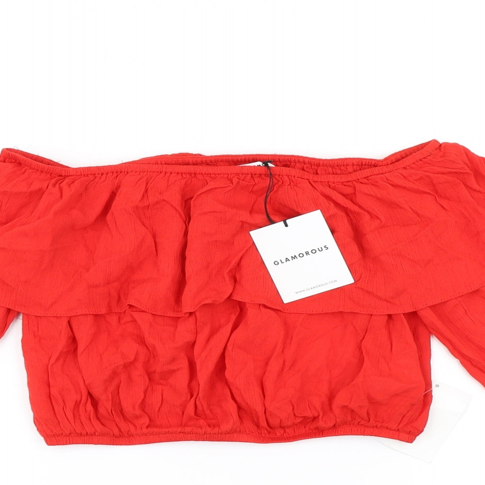 Glamourous Womens Red   Cropped T-Shirt Size XS