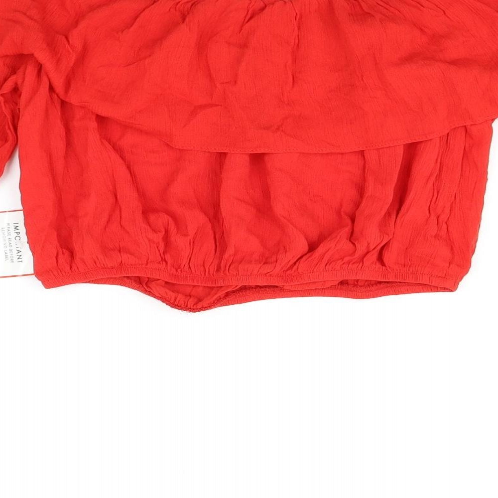 Glamourous Womens Red   Cropped T-Shirt Size XS