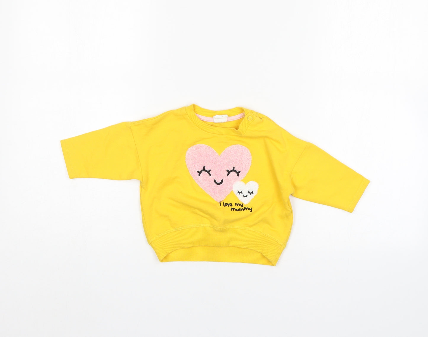 H&M Girls Yellow   Pullover Jumper Size 6-9 Months