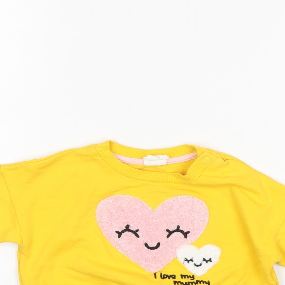 H&M Girls Yellow   Pullover Jumper Size 6-9 Months