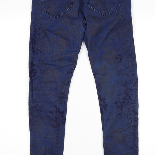 Zara Womens Blue Floral  Skinny Jeans Size 8 L28 in