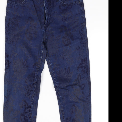 Zara Womens Blue Floral  Skinny Jeans Size 8 L28 in