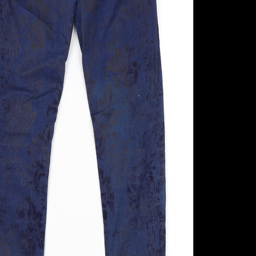 Zara Womens Blue Floral  Skinny Jeans Size 8 L28 in