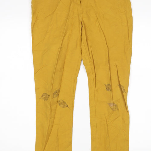 F&F Womens Yellow Floral  Trousers  Size 10 L28 in