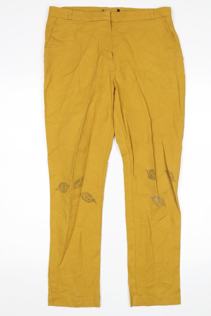 F&F Womens Yellow Floral  Trousers  Size 10 L28 in