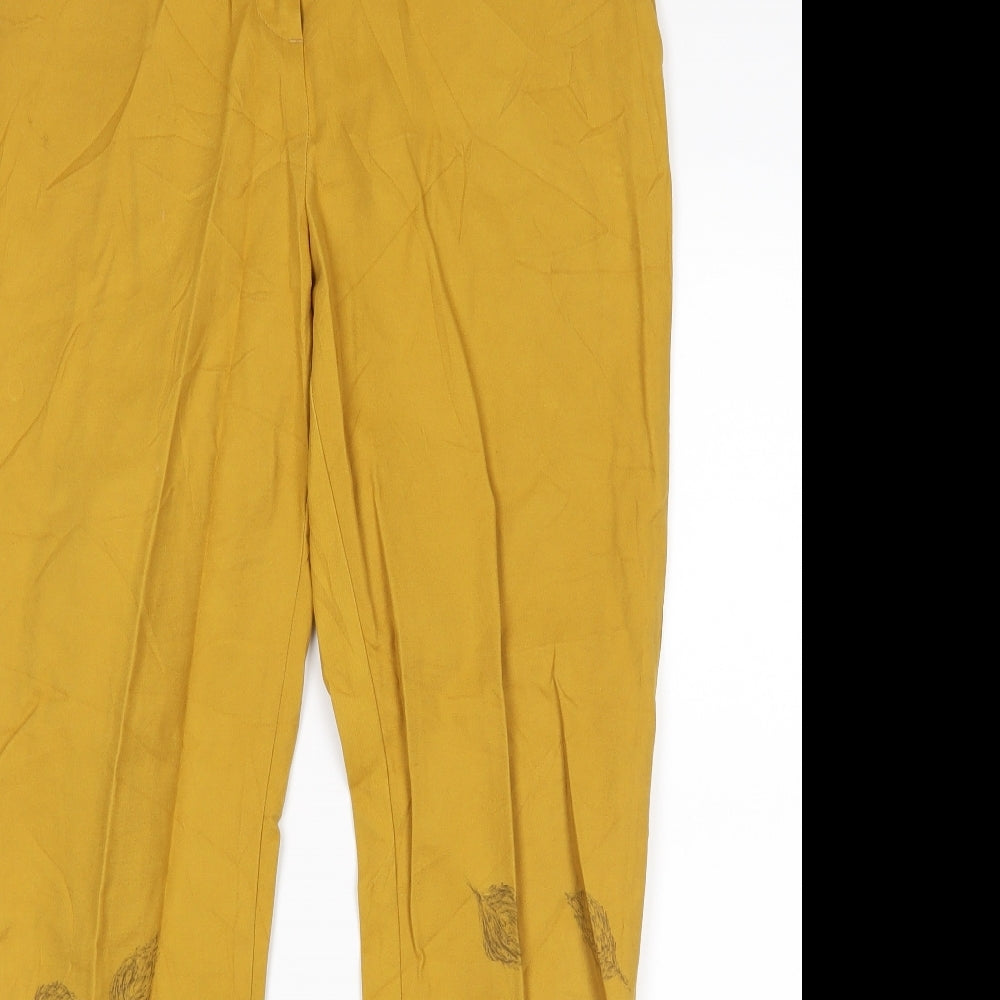 F&F Womens Yellow Floral  Trousers  Size 10 L28 in