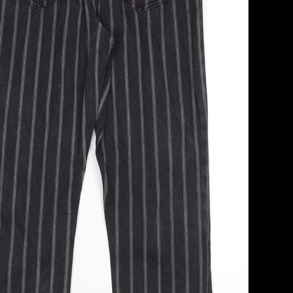 NEXT Womens Black Striped  Straight Jeans Size 12 L26 in - Ankle grazer