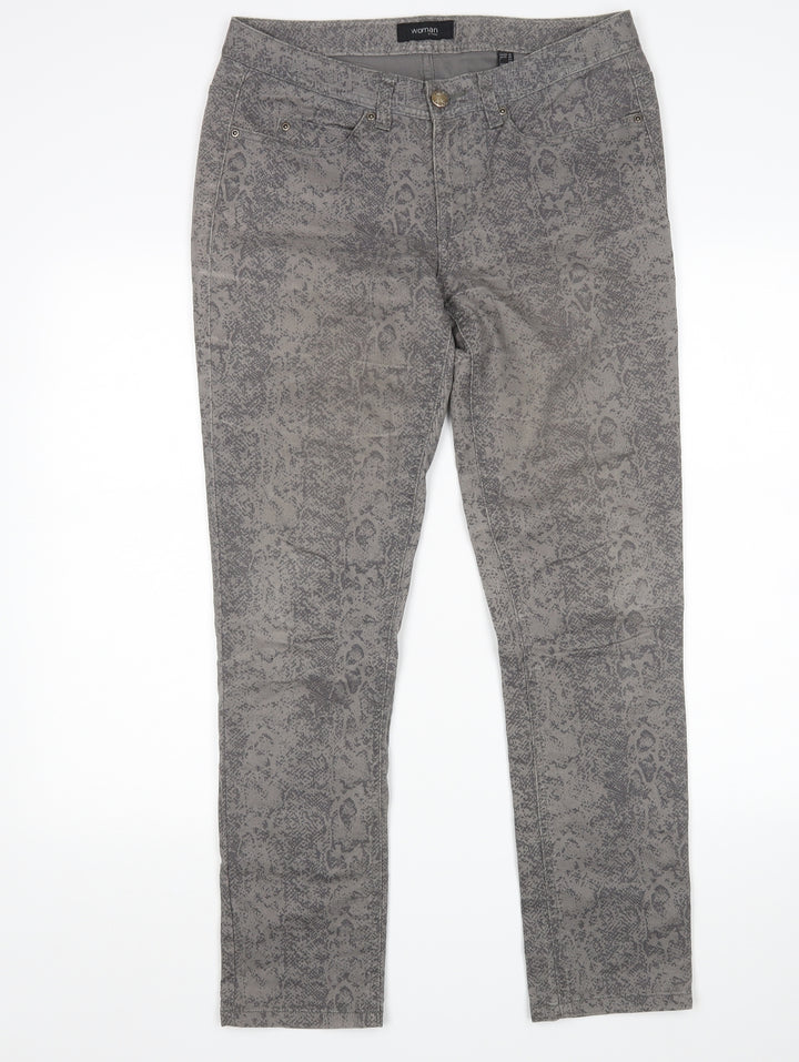 Tchibo Womens Grey Animal Print Straight Jeans Size 12 L29 in