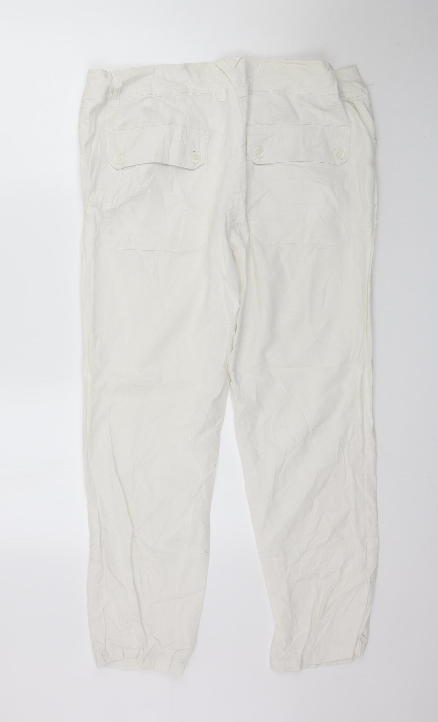 H&M Womens White   Trousers  Size 16 L29 in