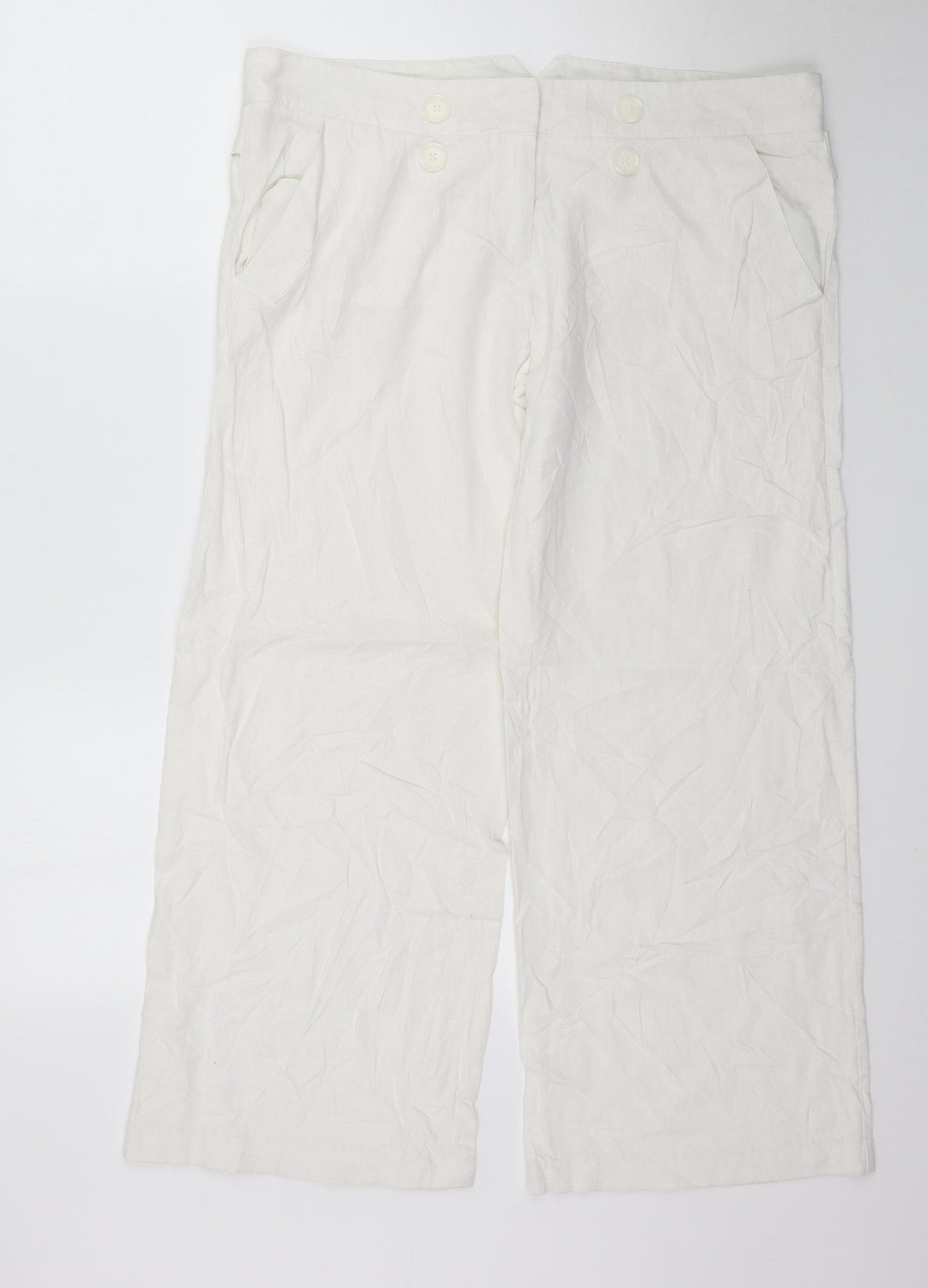 Preworn Womens White   Trousers  Size 16 L29 in