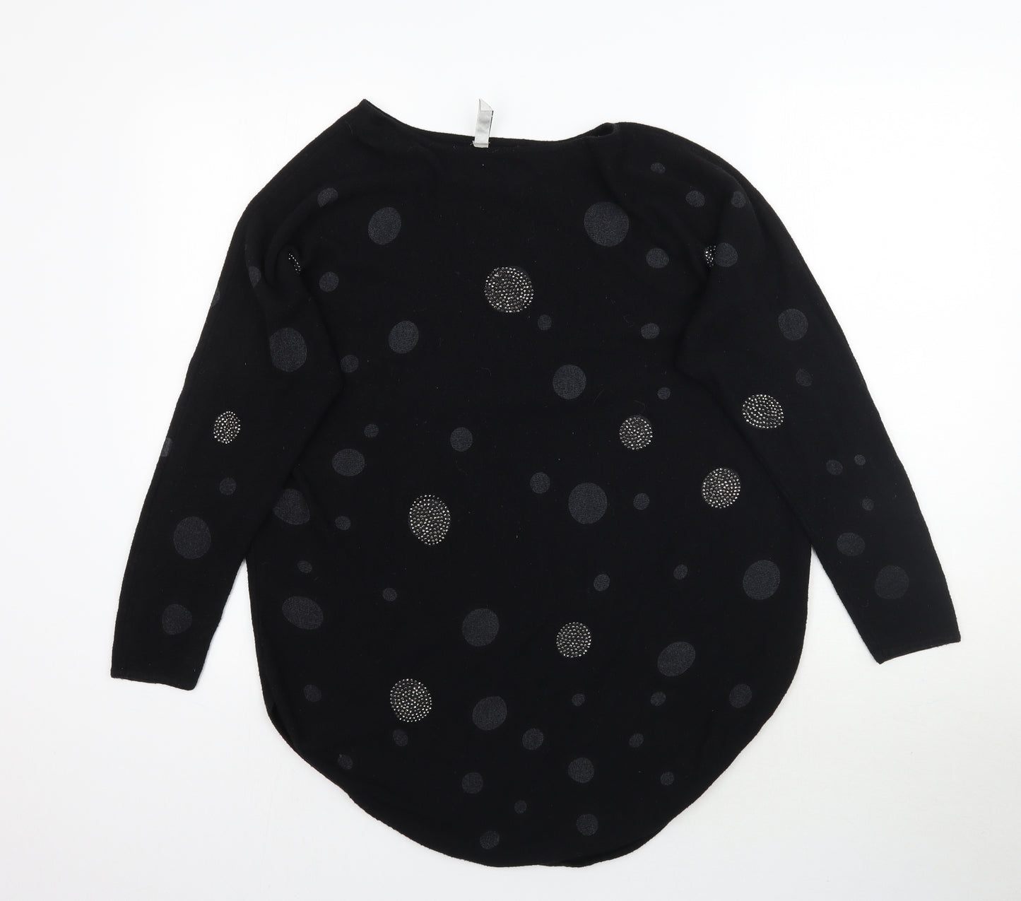 C.M.P.55 Womens Black Polka Dot  Basic T-Shirt Size L