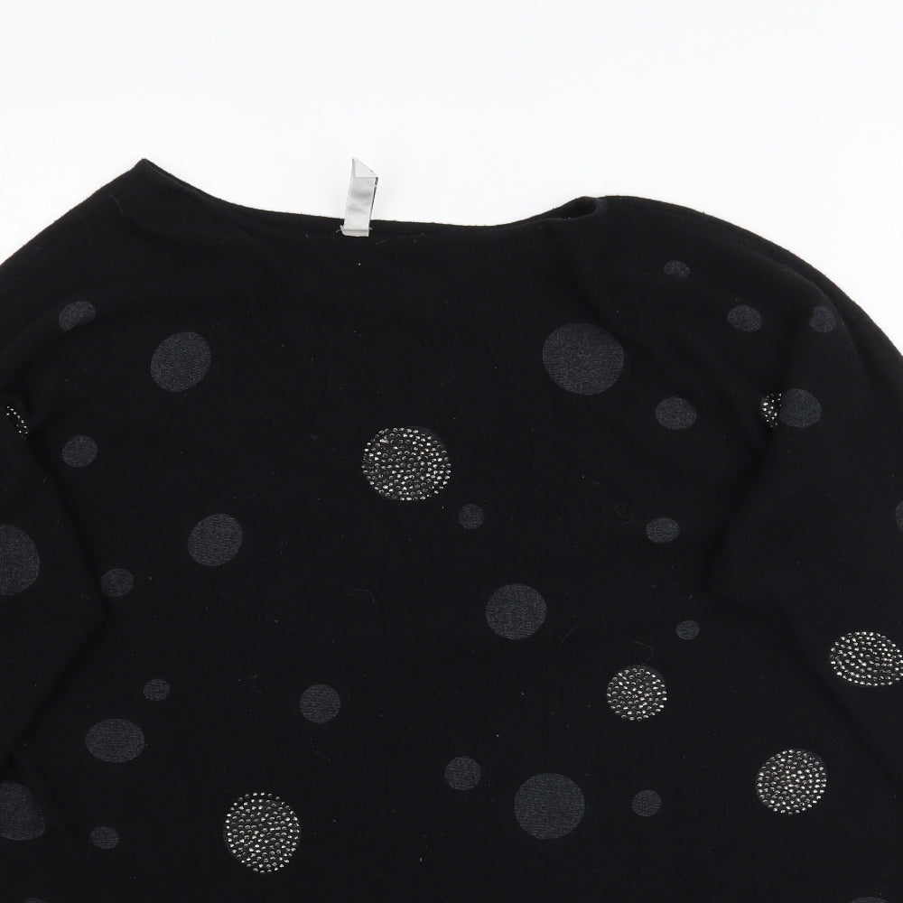C.M.P.55 Womens Black Polka Dot  Basic T-Shirt Size L
