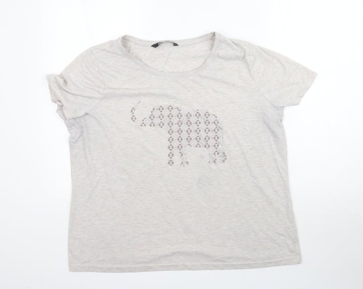 Bonmarché Womens Grey Basic T-Shirt Size 2 - Elephant