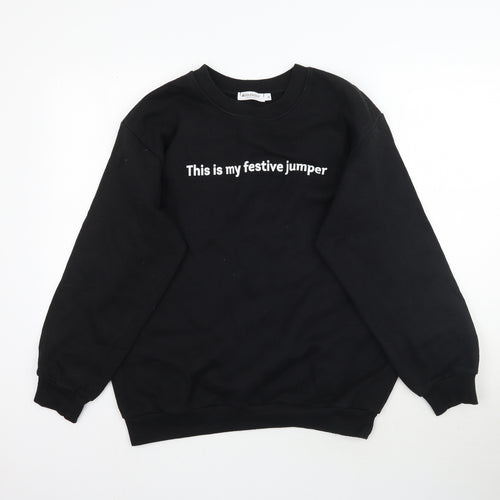 Adolescent Womens Black   Pullover Sweatshirt Size L  - This is my festive jumper