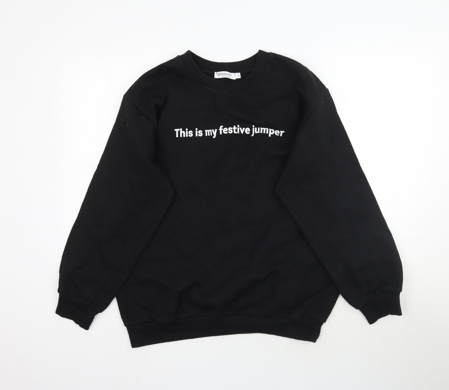 Adolescent Womens Black   Pullover Sweatshirt Size L  - This is my festive jumper