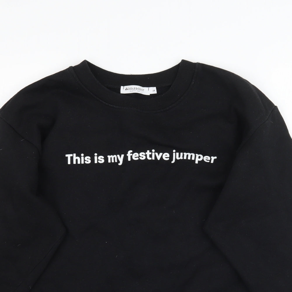 Adolescent Womens Black   Pullover Sweatshirt Size L  - This is my festive jumper