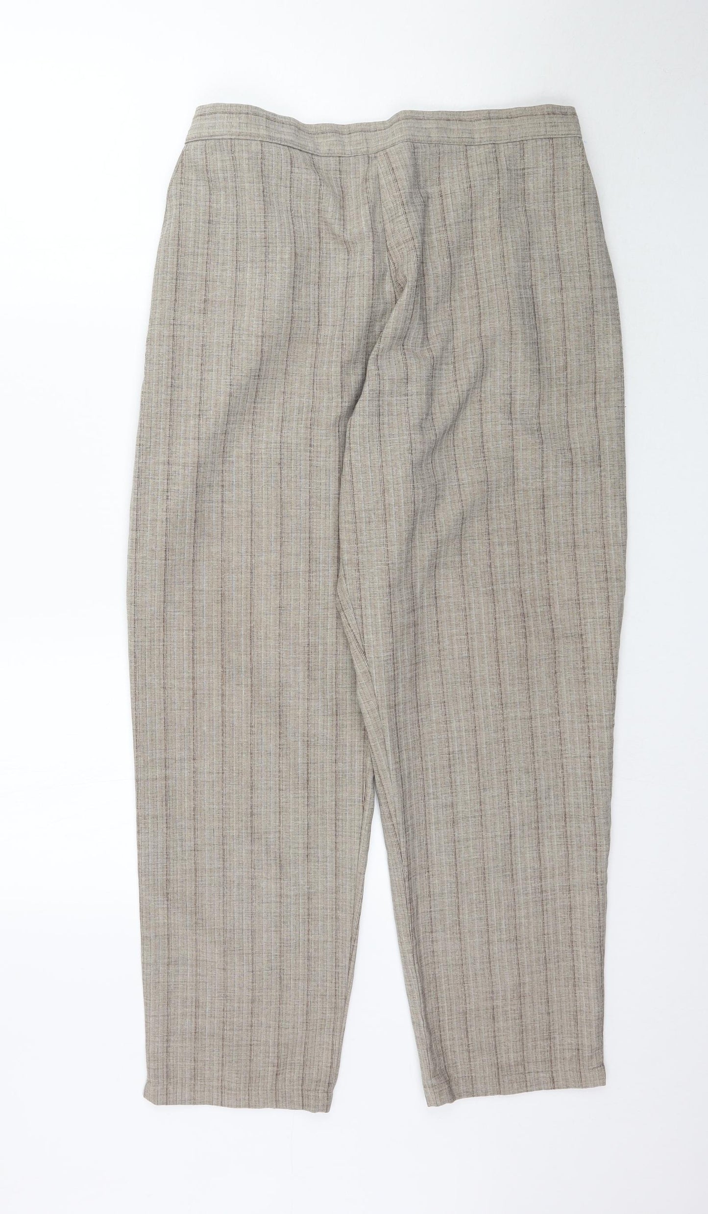 Preworn Womens Beige Striped  Trousers  Size 20 L28 in