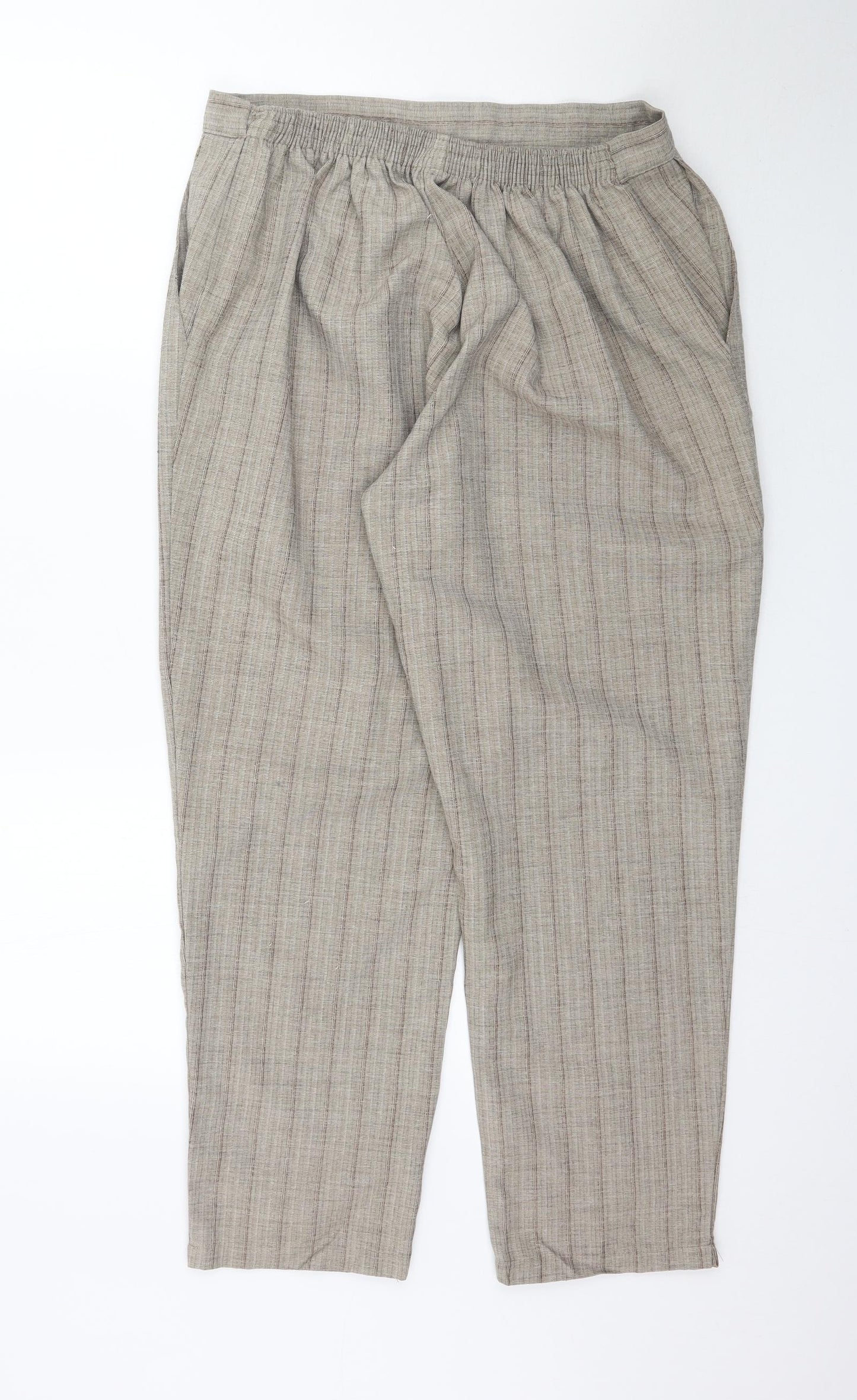 Preworn Womens Beige Striped  Trousers  Size 20 L28 in