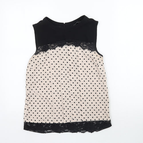 Dorothy Perkins Womens Beige Polka Dot  Basic Blouse Size 8
