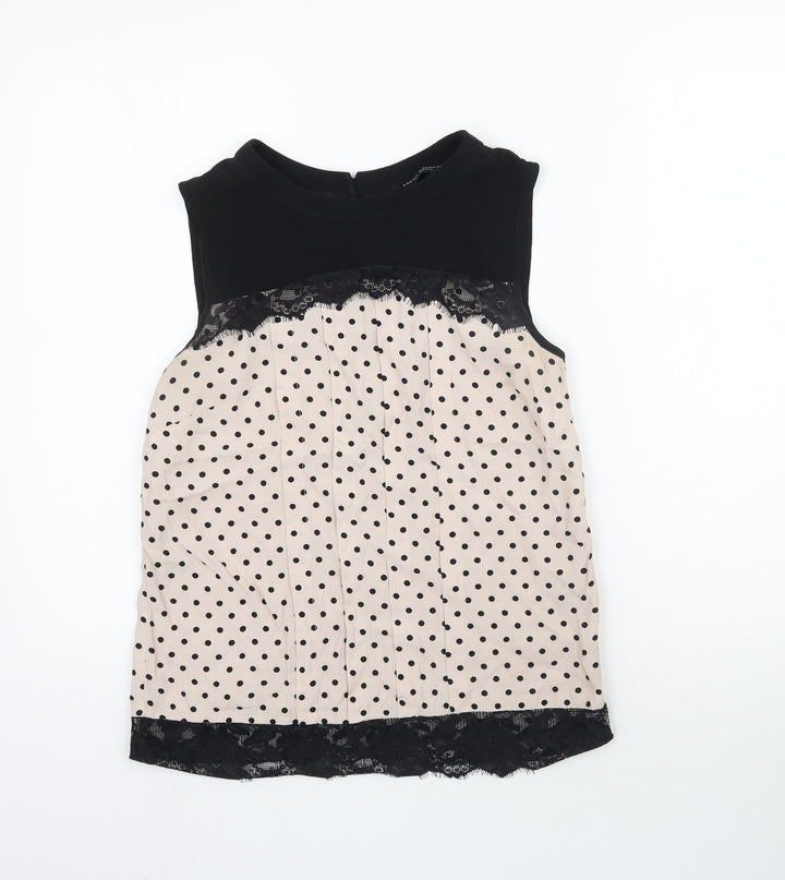 Dorothy Perkins Womens Beige Polka Dot  Basic Blouse Size 8