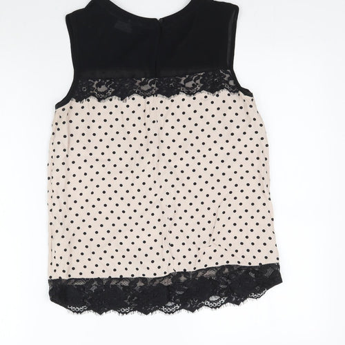 Dorothy Perkins Womens Beige Polka Dot  Basic Blouse Size 8