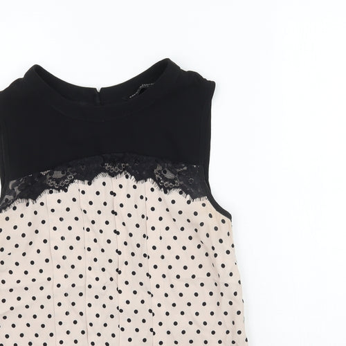 Dorothy Perkins Womens Beige Polka Dot  Basic Blouse Size 8