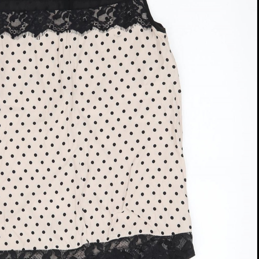 Dorothy Perkins Womens Beige Polka Dot  Basic Blouse Size 8