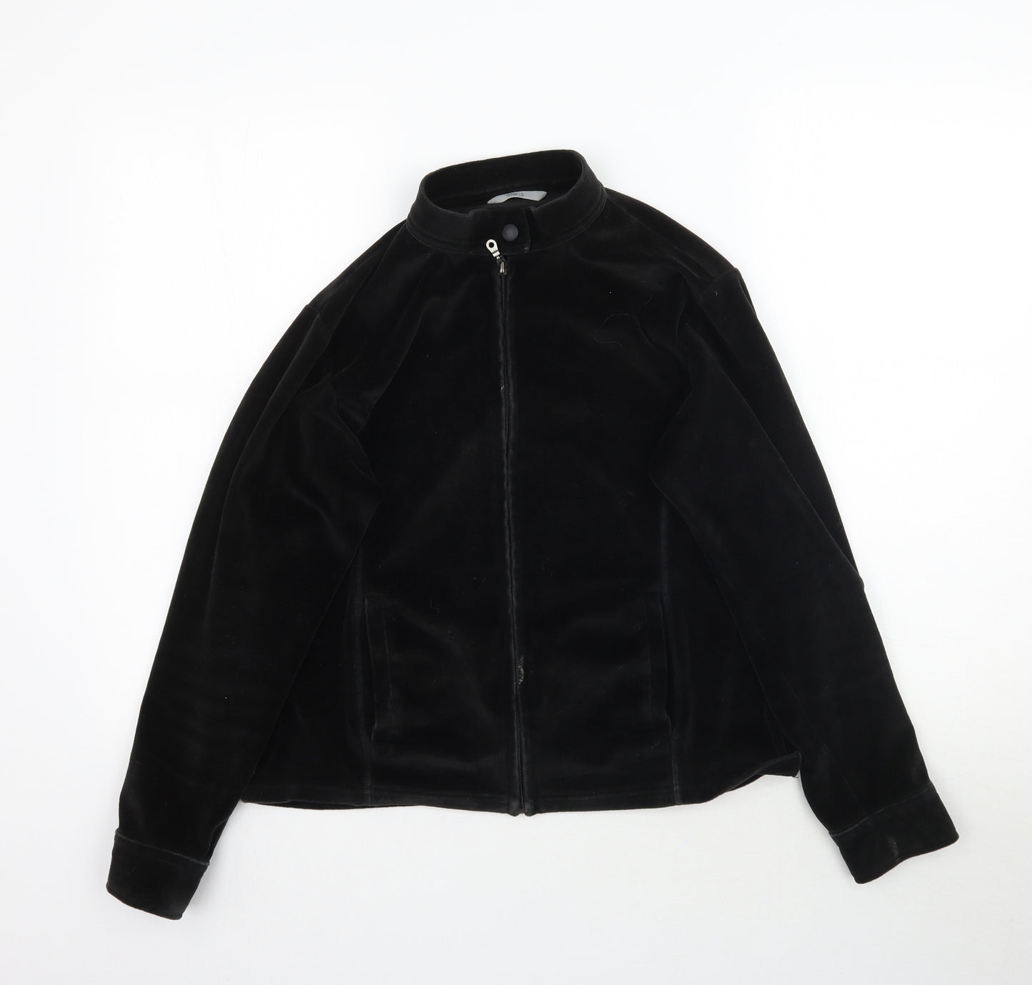 Marks and Spencer Womens Black  Velour Full Zip Sweatshirt Size 14