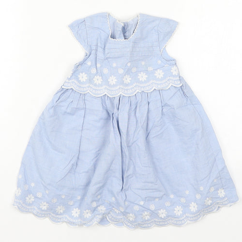 George Girls Blue Floral  A-Line  Size 6-9 Months