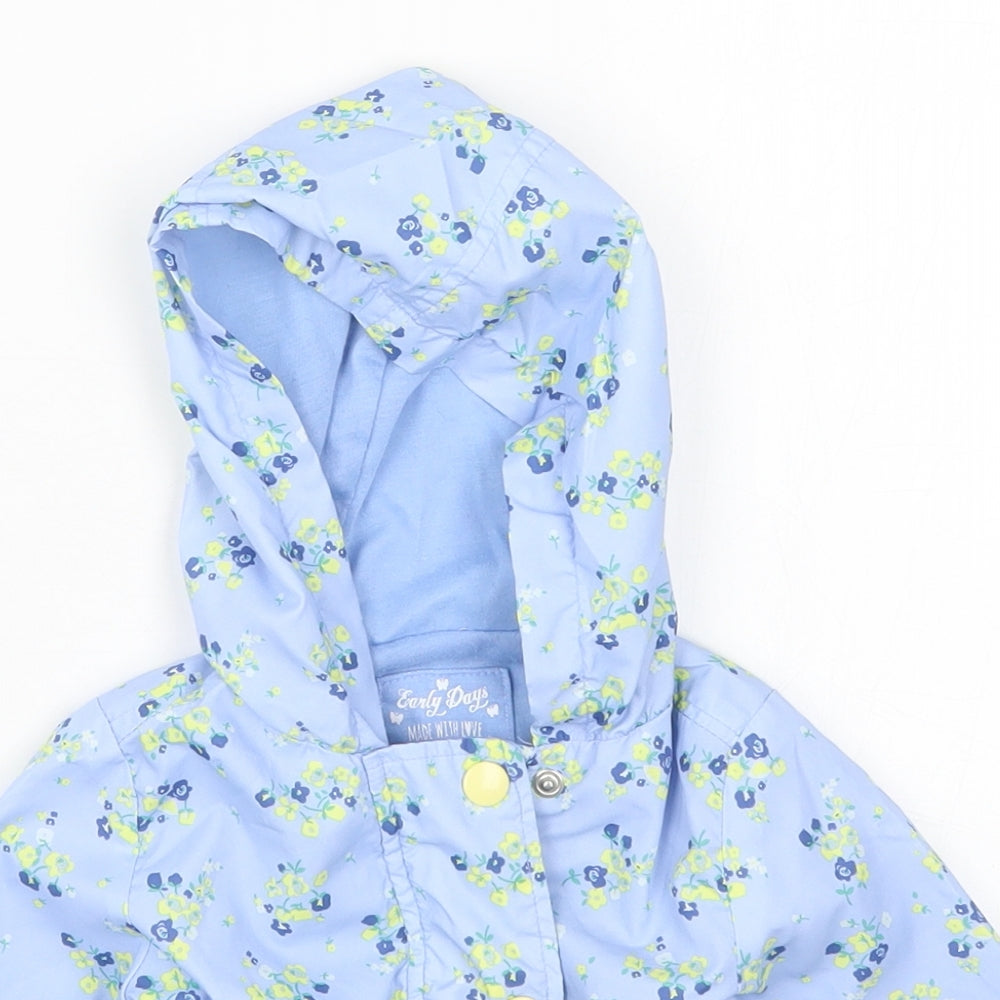 Early Days Girls Blue Floral  Basic Coat Coat Size 6-9 Months