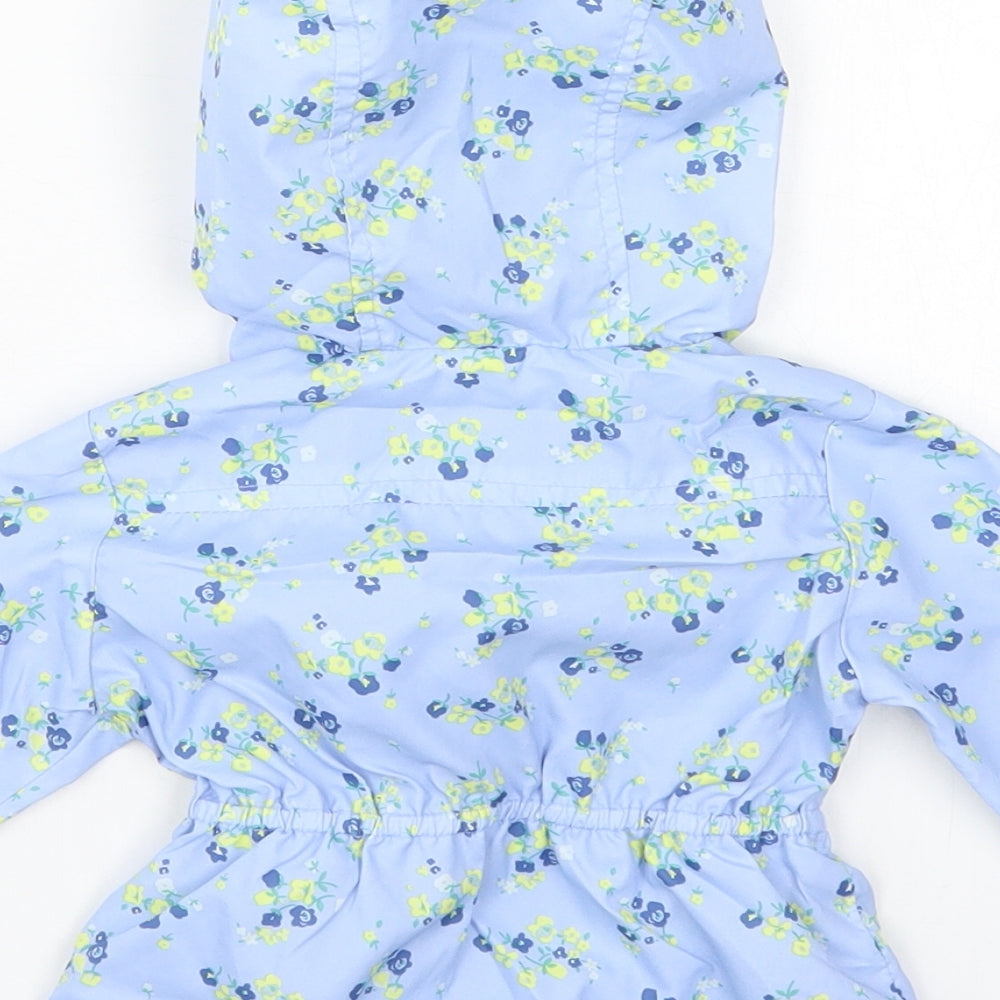 Early Days Girls Blue Floral  Basic Coat Coat Size 6-9 Months